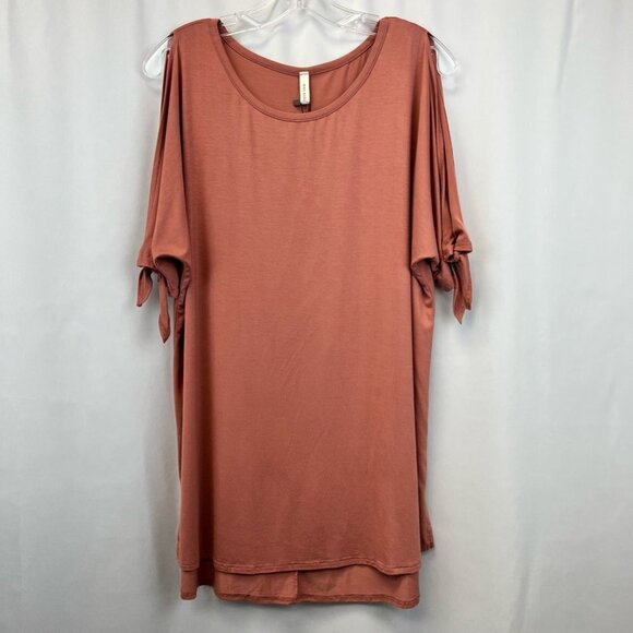 Mai Soli Womens Shift Dress Rose Stretch Scoop Neck Half Sleeve Tie Size XL New - Picture 1 of 11